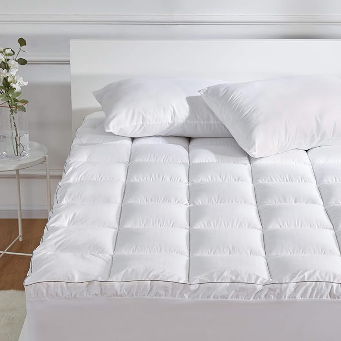 SLEEP ZONE Full Size Cotton Mattress Pad, Machine Washable Mattress Protector Cover, Soft Cotton Top Cooling Mattress Topper Fits 8-21 inch Deep Pocket, Full