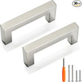 Cabinet Pulls Brushed Nickel Cabinet Handles Square Drawer Pulls, 30 Pack 3 Inch Stainless Steel Kitchen Door Cupboard Cabinet Handles, Cabinet Hardware Drawer Handles, 76mm Hole Centers