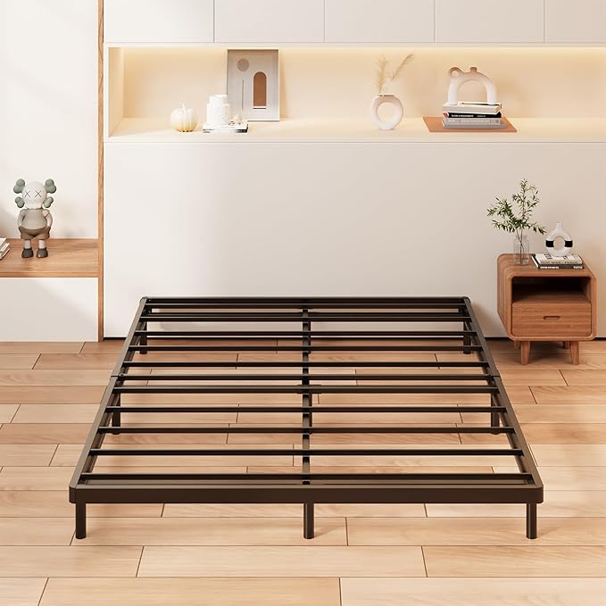 1.6 Inch Bunkie Board Queen Heavy Duty Low Profile Metal Queen Box Spring Bed Base Sturdy Mattress Foundation, Easy Assembly, Noise Free, Black
