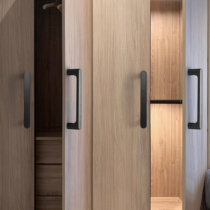 Black Round 5 in 2 pcs Wooden Drawer Pulls Handle pulls for cabinets Kitchen Cabinet Drawer pulls Cabinet Door Pull