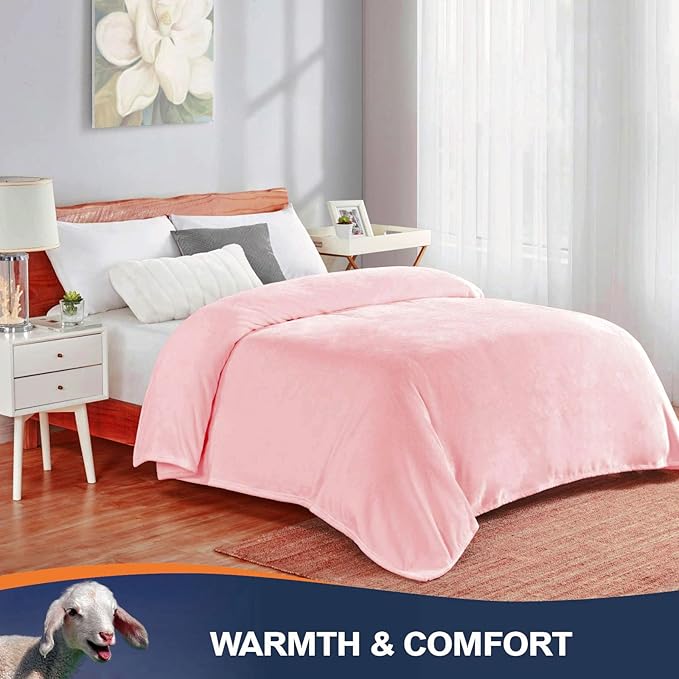 Walensee Fleece Blanket Plush Throw Fuzzy Lightweight (Queen Size 90x90 Pink) Super Soft Microfiber Flannel Blankets for Couch, Bed, Sofa Ultra Luxurious Warm and Cozy for All Seasons