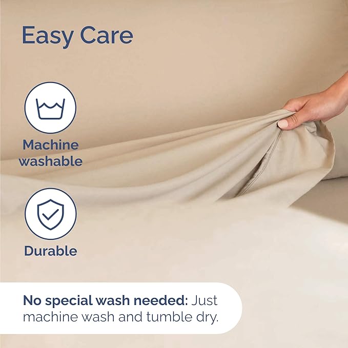 Twin 4 Piece Sheet Set - Comfy Breathable & Cooling - Ultra Soft Hotel Luxury Bedding Set with 8-16 Inch Deep Pockets - 1 Flat & 1 Fitted Sheet & 2 Pillowcases - Cozy, Wrinkle Free & Easy Care - Cream