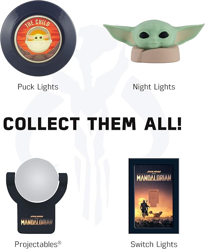STAR WARS LED Night Light, Baby Yoda Figure, Plug-in, Dusk to Dawn Sensor, Mandalorian, Grogu, UL-Certified, Cute Nightlight for Kids, Bedroom, Bathroom, Hallway, Game Room, Gifts, 53233