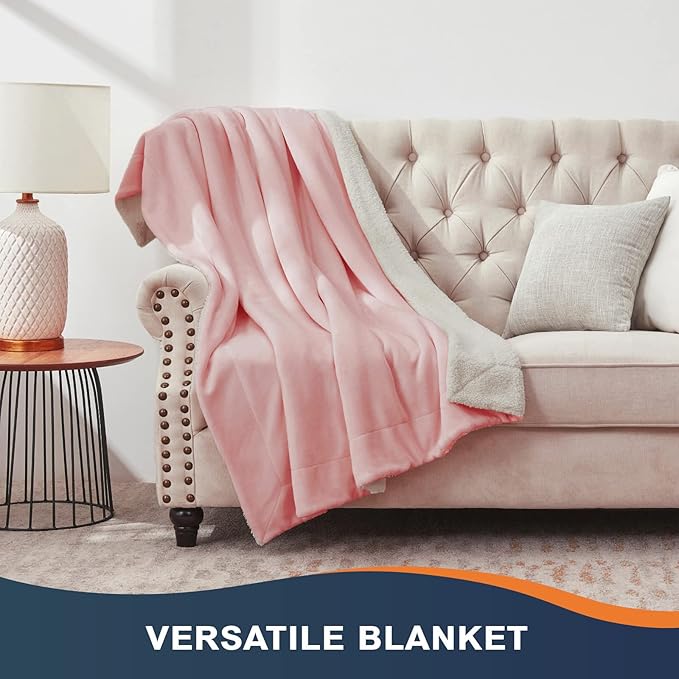 Walensee Sherpa Fleece Blanket (King Size 108”x90” Pink) Plush Throw Fuzzy Super Soft Reversible Microfiber Flannel Blankets for Couch, Bed, Sofa Ultra Luxurious Warm and Cozy for All Seasons