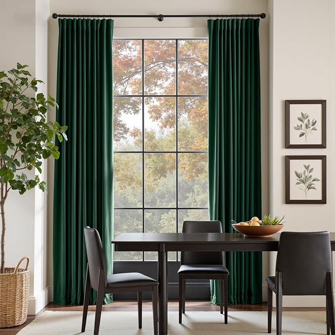 Lazzzy Velvet Blackout Curtains Thermal Insulated Room Window Drapes Super Soft Luxury Curtains for Living Room Bedroom Rod Pocket 2 Panels, Emerald Green, 42" W x 120" L