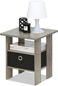 Furinno ANDREY Side Table, End Table, Night Stand with Open Shelves and Storage Bin, Bedside Table, for Living Room, Bedroom, French Oak