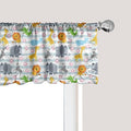 Ambesonne Savannah Window Valance Pack of 2, Friendly Zoo Animals with Happy Faces Cartoon Characters on Stripes Print, Rod Pocket Curtain Valances for Kitchen Bedroom, 42" X 12", Pale Azure Blue