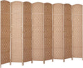 RHF 6 Ft. Tall Extra Wide-Diamond Weave Fiber Room Divider, 8 Panel Room Divider/Screen,Room Dividers and Folding Privacy Screens 8 Panel&Room Dividers and Folding Privacy Screens-Natural, 8 Panel