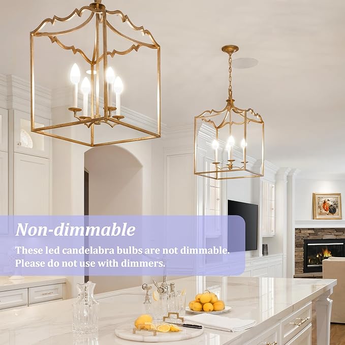 Brightever LED Candelabra Light Bulbs 40W Equivalent, 4W Candle Light Bulbs with Small E12 Base, Neutral White 4000K Ceiling Fan Lightbulbs, Type B Bulb for Wall Sconces, Non-Dimmable, Pack of 6