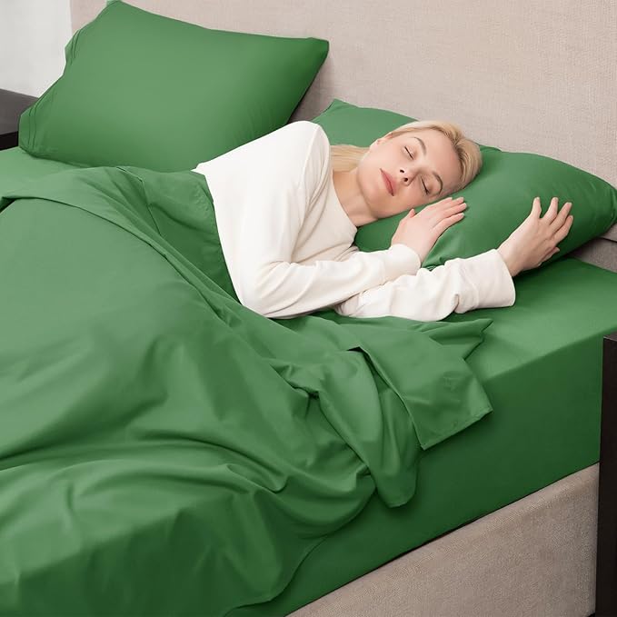 Mejoroom California King Size Sheet Set - Soft Microfiber Bed Sheets,Deep Pocket Fitted Sheet, Breathable, Wrinkle & Fade Resistant - 4 Piece (California King, Calla Green)