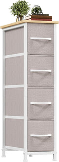 Somdot Narrow Dresser with 4 Drawers, Slim Storage Organizer Chest of Drawers with Removable Fabric Drawers for Small Spaces Bathroom Closet Bedroom Laundry, Ash Grey