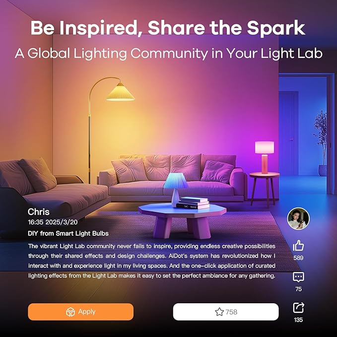OREiN Matter Smart Light Bulb, Smart Light Bulbs Work with Apple Home, Alexa, Google Home, SmartThings, A19 Color Changing Light Bulbs 2.4Ghz WiFi, 800 Lumens Equivalent 60W 6Pack