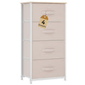 DWVO Storage Tower with 4 Drawers - Fabric Dresser, Organizer Unit for Bedroom, Living Room, Closets - Sturdy Steel Frame, Easy Pull Fabric Bins & Wooden Top (Cream White)