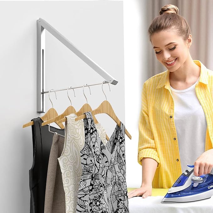 Wall Mounted Drying Rack Clothes Hanger Folding Wall Coat Racks Aluminum Home Storage Organiser Space Savers