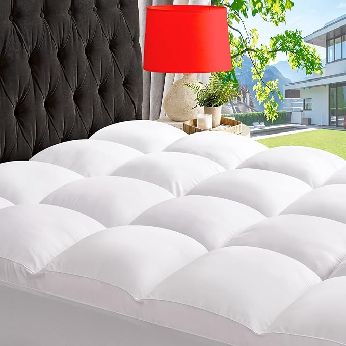 ABENE Full XL Size Mattress Topper for Back Pain Relief, Extra Thick Mattress Pad Pillowtop, Soft Plush Mattress Cover Bed Topper with Deep Pocket, Overfilled Down Alternative Filling, White