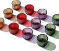 VOHO 24pcs Multicolor Votive Candle Holders for Centerpiece Table Decorations, Ribbed Glass Christmas Candle Holder Gifts for Women, Festive Tealight Candle Holder for Votive/Tea Lights Candles