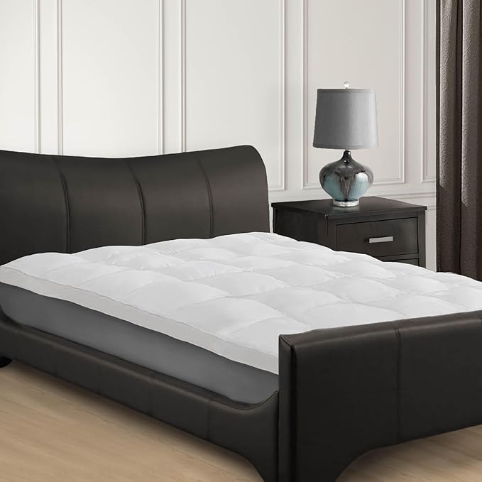 Superior Mattress Topper, Down Alternative, 2 Inch Deep Sized Bed Pillow Top, Comfort Pad, Fluffy Mattress-Topper Protector, Plush Cooling Extra Soft, Hotel Quality, Sleep, All-Season, King, White