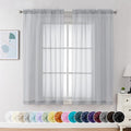 Chyhomenyc Light Grey Sheer Curtains 63 Inch Length 2 Panels, Light Filtering Airy Rod Pocket Window Curtain Treatment Drapes for Bedroom Living, Each 42Wx63L Inches