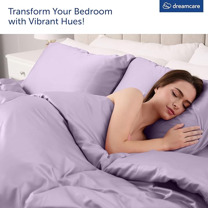 DREAMCARE Queen Sheet Set – 6 pcs Cooling Bed Sheets – up to 21” Deep Pocket Queen Sheets Set – 2500 Supreme Collection – Extra Soft 100% Brushed Microfiber Hotel Luxury with Side Pocket – Lavender