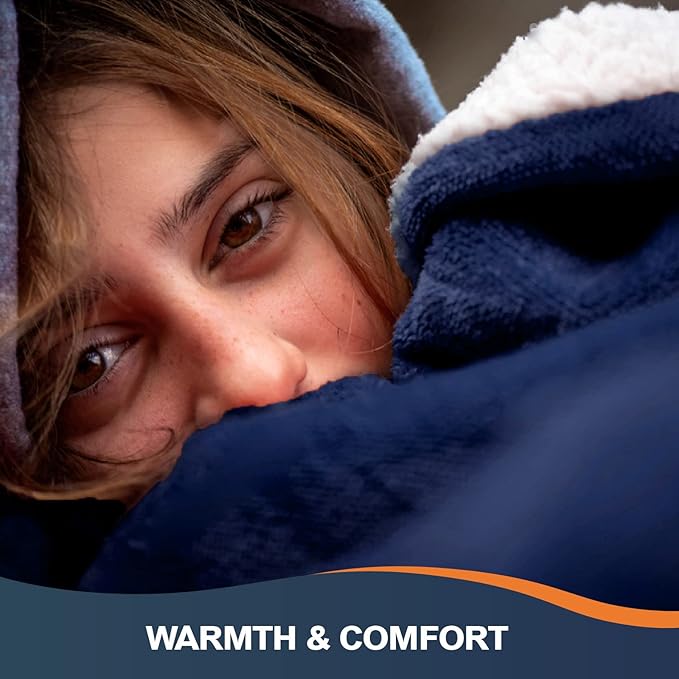 Walensee Sherpa Fleece Blanket (Throw Size 50”x60” Navy) Plush Throw Fuzzy Super Soft Reversible Microfiber Flannel Blankets for Couch, Bed, Sofa Ultra Luxurious Warm and Cozy for All Seasons