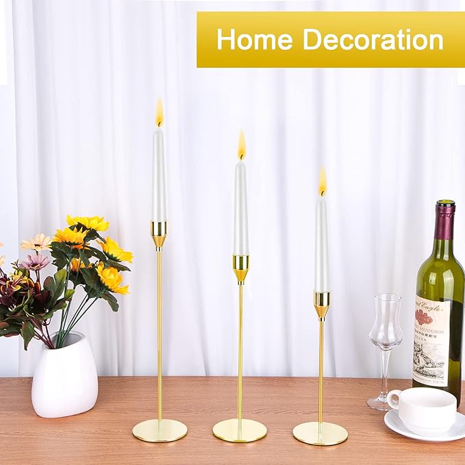 Gold Candlestick Holder Set of 36 for Taper Candles, Decorative Candle Holders Bulk Candle Stick Holders Taper Candle Holders for Table Centerpiece Wedding Dinning Party Anniversary Home Decor
