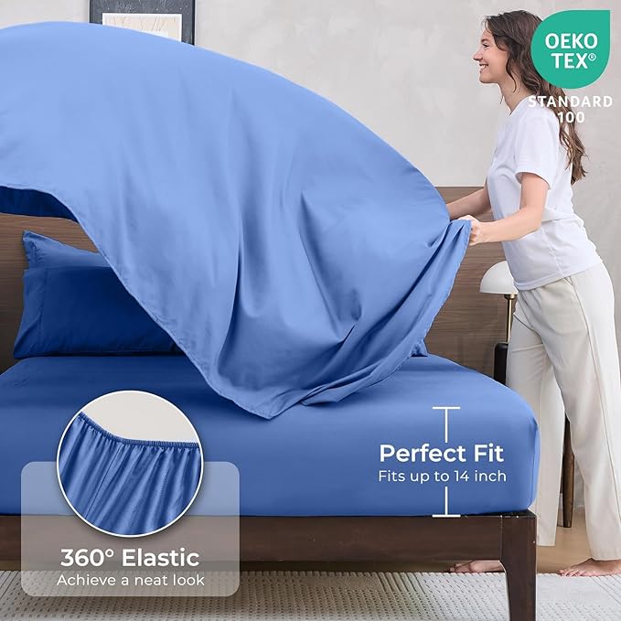 HEVUMYI Royal Blue Twin-XL Comforter Set - 5-Piece All Season Bed in a Bag Twin-XL, Ultra Soft Bedding Set with Comforter, Flat Sheet, Fitted Sheet, Pillowcases, Pillow Shams