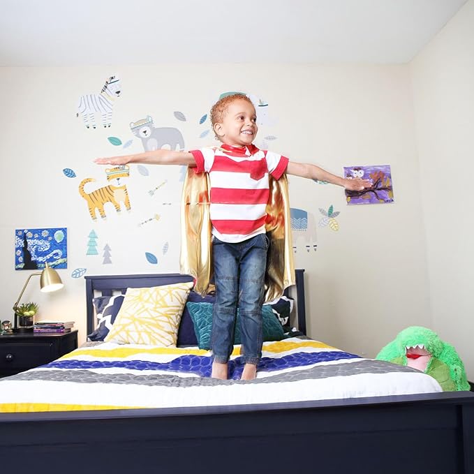 Max & Lily Full Size Bed Frame with Slatted Headboard, Solid Wood Platform Bed for Kids, No Box Spring Needed, Easy Assembly, Blue