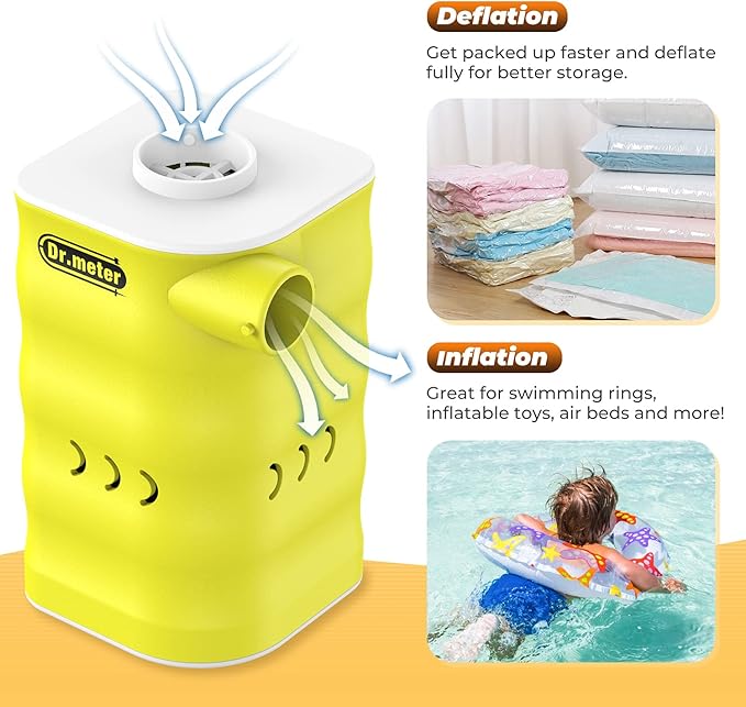 Air Mattress Pump: Rechargeable 6000mAh Portable Battery Air Pump, Quick-Fill Electric Air Inflator Deflator for Outdoor Camping Inflatable Bed Pool Boat Float Raft Swimming Rings Vacuum Bag