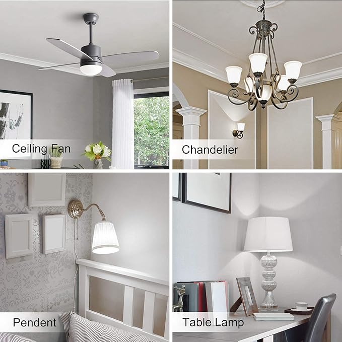 Cotanic 8 Pack Ceiling Fan Light Bulb 5000K Daylight, E26 Base A15 LED Bulb 60W Equivalent, 6W Small Light Bulb for Refrigertaor, Chandelier Light Bulbs, 600lm, Non-Dimmable