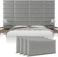 Vänt Upholstered Wall Panels - Queen/Full Size Wall Mounted Headboards - Metallic Silver - Set of 4 Panels (Each Individual Panel 30"x11.5")