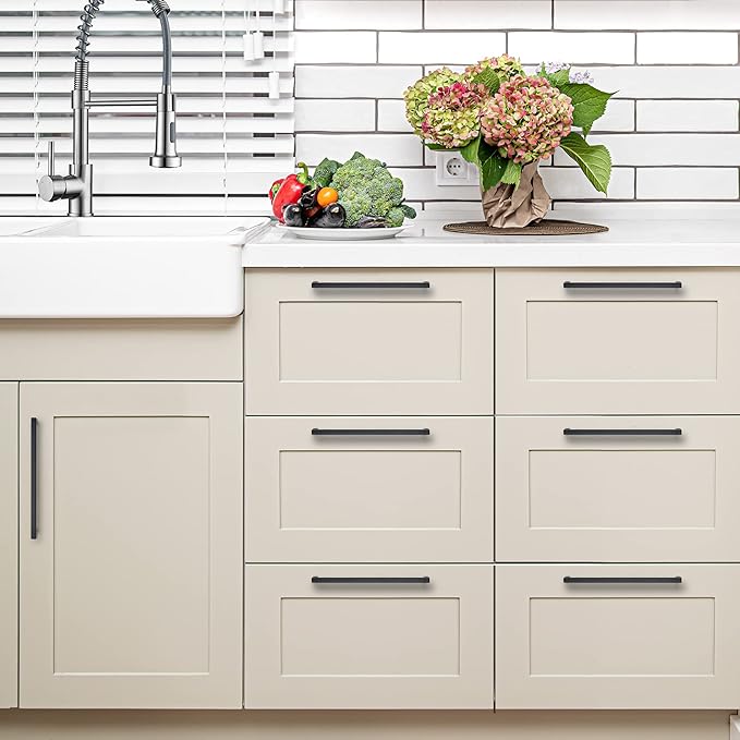 Ravinte 10 Pack 11-5/16 Inch Square Cabinet Handles - Matte Black Pulls for Kitchen Drawers and Cabinets - Hardware Handles