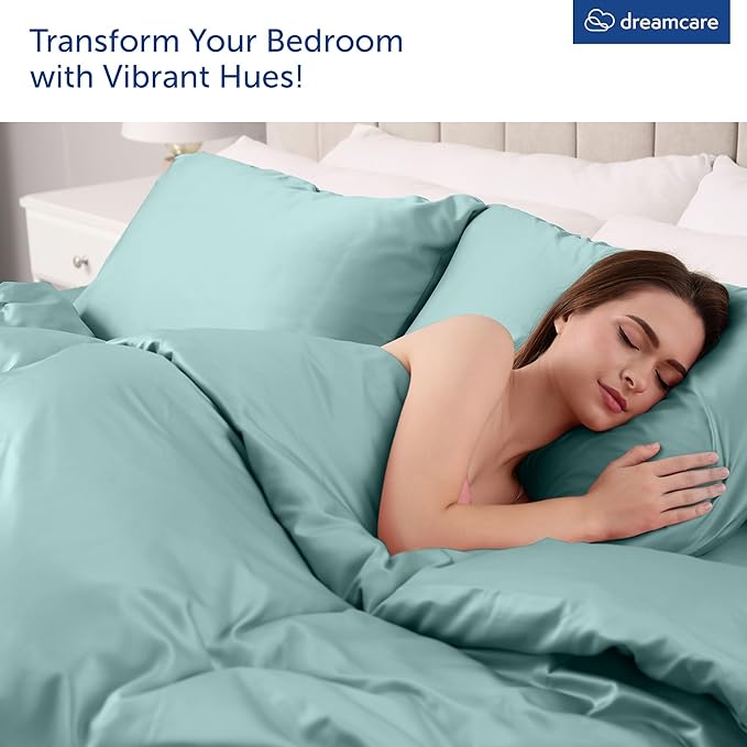 DREAMCARE King Size Sheets Set – 6 pcs Cooling Bed Sheets – up to 21” Deep Pocket King Sheet Set – 2500 Supreme Collection – Extra Soft 100% Brushed Microfiber Hotel Luxury with Side Pocket – Spa Blue
