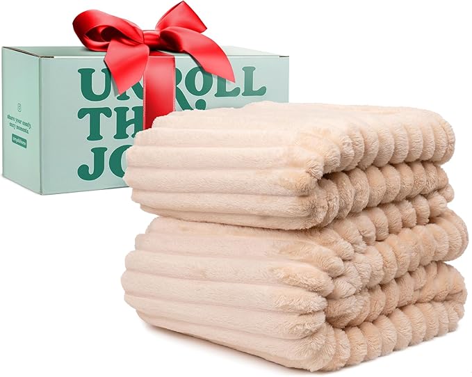 GO Premium Cozy Soft King Blanket for Couch, Bed - Beige Fleece for Living Room, Bedroom, Home Decor - Large for Men, Women (90x108 Inches)
