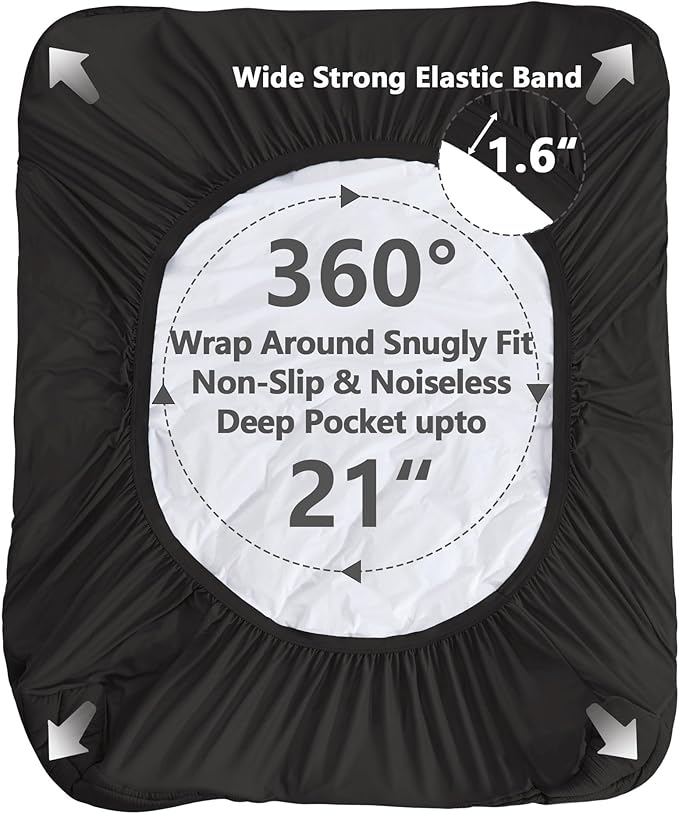 Full Size Mattress Pad Waterproof, Cooling Mattress Topper for Double Bed, Pillow Top Quilted Fitted Mattress Protector Cover with 8-21" Deep Pocket (54x75 inch, Black)