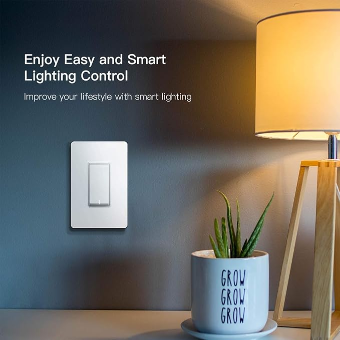 TREATLIFE Smart Light Switch Single Pole Works with Alexa, Google Home and SmartThings, 2.4GHz WiFi Timer Smart Switch, Neutral Wire Required, No Hub Required, FCC Listed, 4 Pack