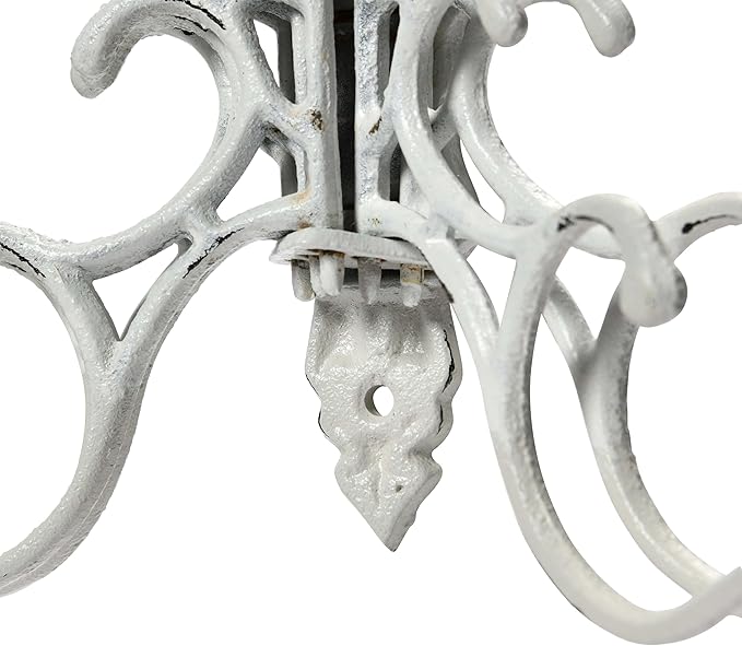 Creative Co-Op Antique Decorative Cast Iron Multi Hook Wall Hanger with 15 Hooks, Distressed White