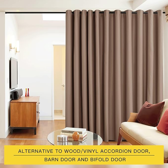 NICETOWN Closet Door Heavy Curtain, Room Dividers Shade Screens Partitions, Extra Large Grommet Space Partition Blackout Curtain, Screen Dividers for Rooms (1 Pack, 20ft Wide x 9ft Long, Cappuccino)
