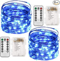Twinkle Star 2 Pack Christmas Blue Fairy Lights Battery Operated, Total 66 ft 200 Led String Lights Remote Control Timer Twinkle String Lights 8 Modes Firefly Lights for Garden Party Indoor Decor