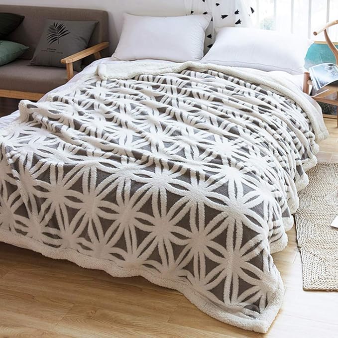 LOMAO Sherpa Fleece Blanket 90x90 Fuzzy Soft Throw Blanket Dual Sided Blanket for Couch Sofa Bed (Grey, 90''x90'')