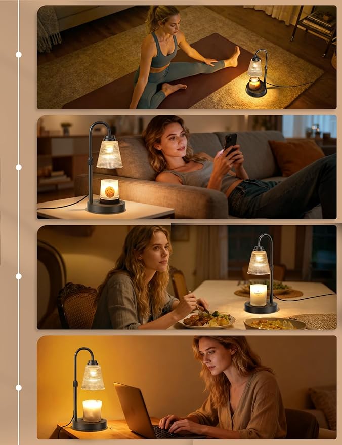 Candle Warmer Lamp with Timer Dimmable, Adjustable Height Wax Melts Warmer for Jar Candles, Housewarming, Birthday, for Women and Mom, Home Decor