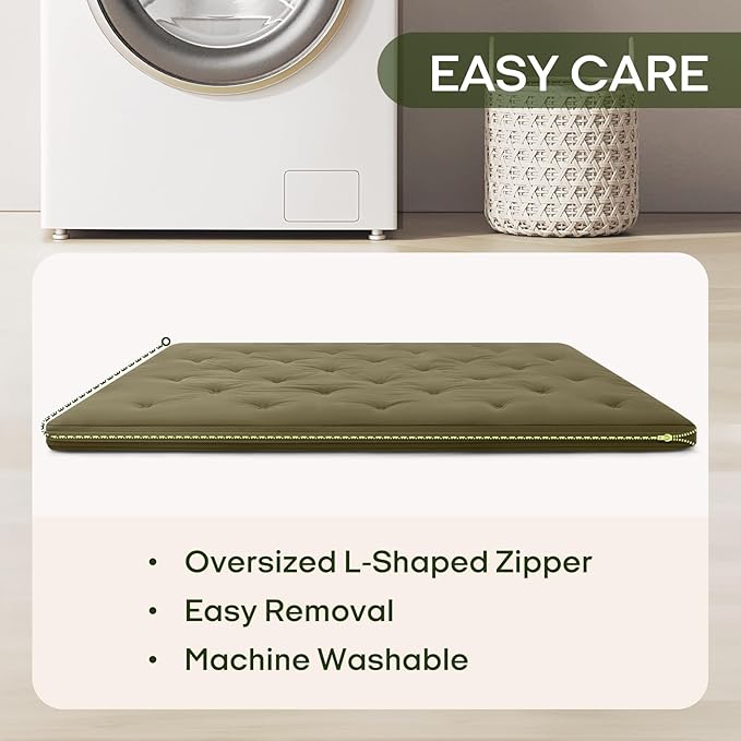 ZonLi Japanese Floor Futon Mattress King Size 80"x 76", 100% Cotton Cover 2.5'' Thicken Tatami Mattress, Foldable Sleeping Pad, Portable Dormitory Tatami Mat, Roll Up Floor Lounger Bed for Adult