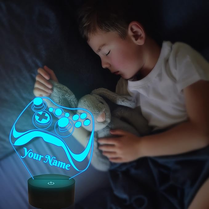 Attivolife Personalized 3D Game Theme Night Light, Table Desk Lamp Engraved Name Letter, Multicolor Custom LED Best Home Decor Birthday Christmas Gifts Toys for Boys Girls Kids