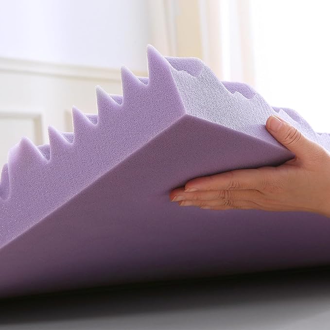 MUXHOMO 2 Inch 7-Zone King Mattress Topper, Egg Crate Foam Mattress Topper King Size for Back Pain, Lavender Cooling Gel Infused Bed Pad, CertiPUR-US and Oeko-TEX Certification (76"×80")