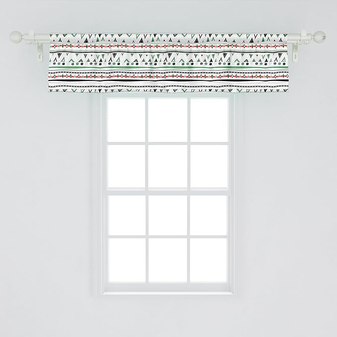 Ambesonne Tribal Window Valance Pack of 2, Style Traditional Aztec Pattern Old Fashioned Hippie Boho Influences, Rod Pocket Curtain Valances for Kitchen Bedroom, 42" X 12", Sea Green