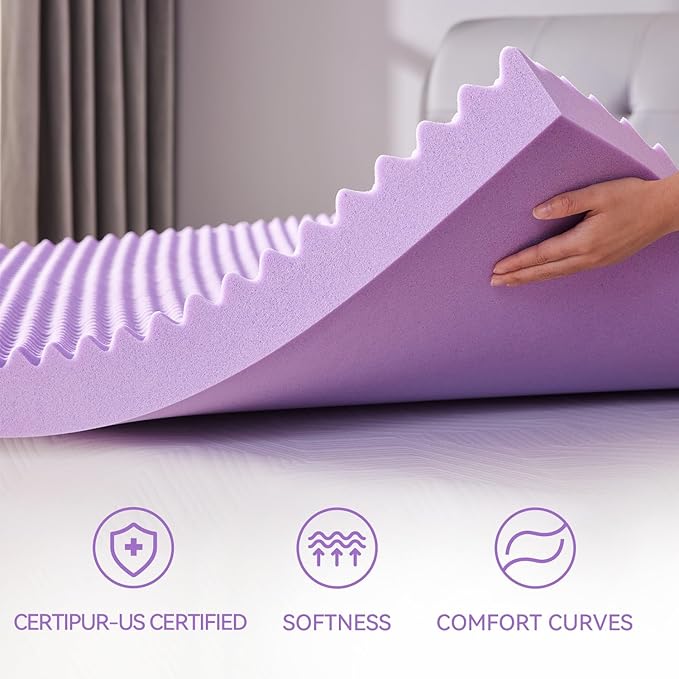 SINWEEK 2 Inch Egg Crate Memory Foam Mattress Topper King Size, Soft Mattress Pad for Back Pain Relief, Bed Topper, CertiPUR-US Certified