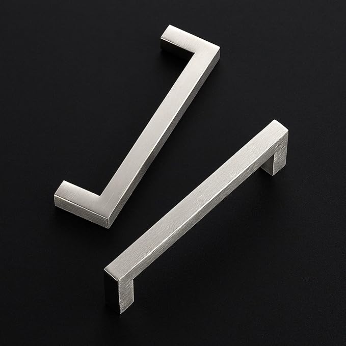 Ravinte 3 Pack 5 Inch Kitchen Square Cabinet Handles Satin Nickel Pulls Brushed Nickel Kitchen Cabinet Hardware Handles for Cupboard Drawer Pulls