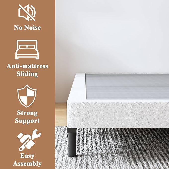 ALDRICH Low Profile Box Spring King Size,3 Inch Heavy Duty Metal Box Spring for King Bed,Mattress Foundation Non-Slip/No Noise/Easy Assembly (King)