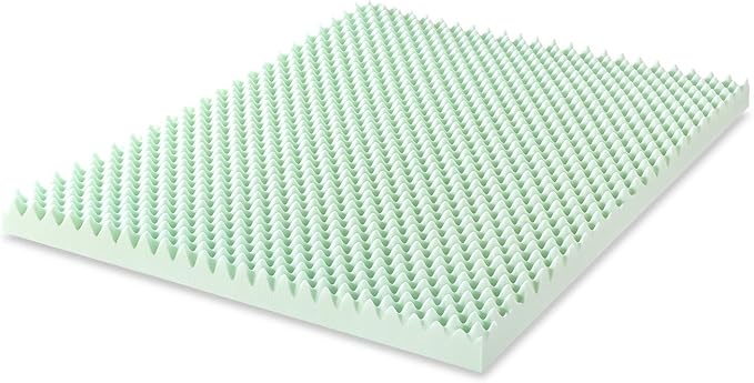 Best Price Mattress 4 Inch Egg Crate Memory Foam Mattress Topper with Calming Green Tea Infusion, CertiPUR-US Certified, Short Queen