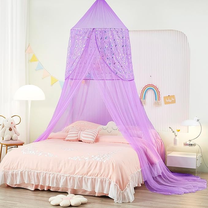 Unicorn Bed Canopy for Girls,Bed Canopy with Lights,Canopy for Girls Room Decor, Canopy for Twin to King Size