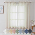 Aiyufeng Kirei Farmhouse Faux Linen Sheer Curtains 63 Inches Long, Light Filtering Solid Drapes for Window, 1 Pair Natural Linen Look Curtains Sheer for Bedroom (Set of 2, 40 by 63Inch, Natural)